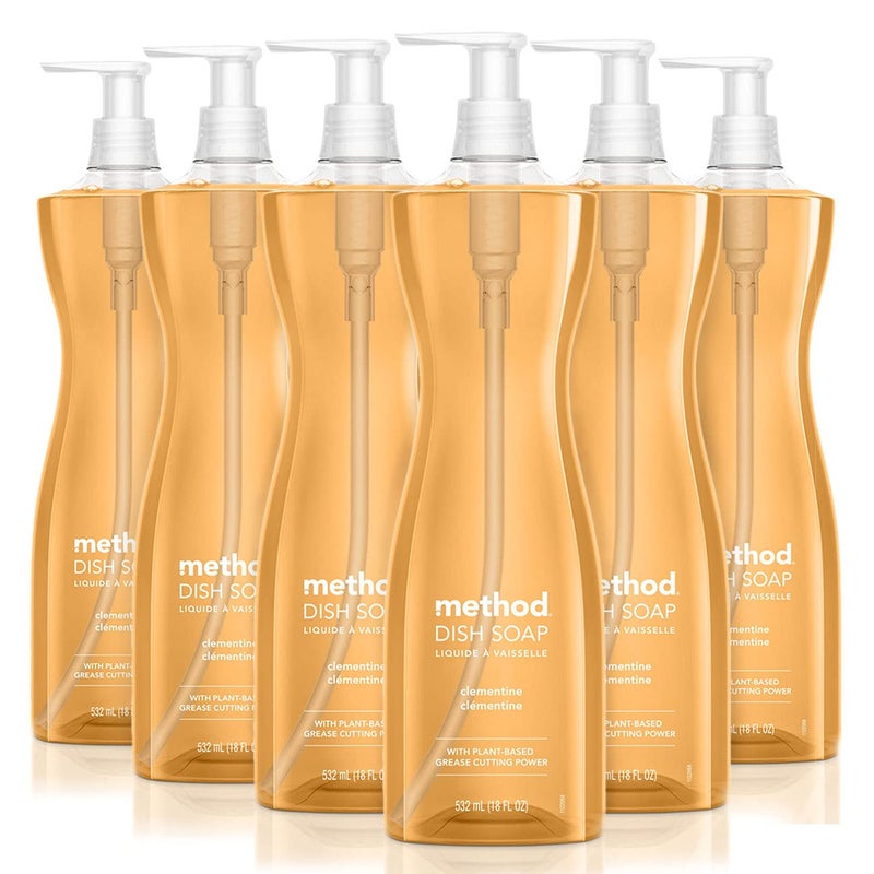 Method Gel Dish Soap, Clementine, Tough on Grease, 18 Fl Oz (Pack of 6) - Image 1